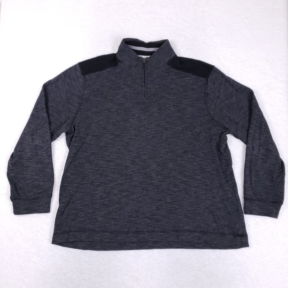 Method Pullover Sweater‎ Mens XXL Quarter Zip Waffle Knit Gray Black Casual